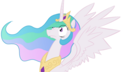 Size: 1166x684 | Tagged: safe, artist:enma-darei, princess celestia, alicorn, pony, g4, female, frown, mare, reaction image, simple background, solo, spread wings, surprised, transparent background, wide eyes