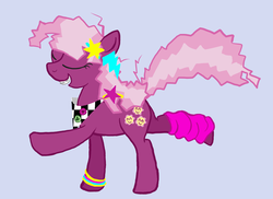 Size: 777x566 | Tagged: safe, artist:enma-darei, cheerilee, earth pony, pony, g4, 80s, 80s cheerilee, blue background, braces, female, mare, simple background, solo