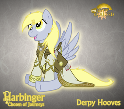Size: 1280x1123 | Tagged: safe, artist:rhanite, derpy hooves, pegasus, pony, g4, abstract background, crossover, exalted, female, mare, photoshop, sidereal exalted, sitting, solo