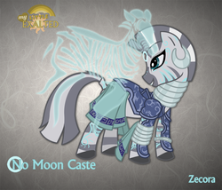 Size: 1280x1094 | Tagged: safe, artist:rhanite, zecora, pony, zebra, g4, abstract background, anima banner, clothes, crossover, description in comments, ear piercing, earring, exalted, female, jewelry, leg rings, lunar exalted, mare, neck rings, photoshop, piercing, skirt, solo