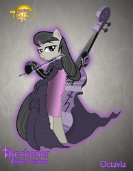 Size: 995x1280 | Tagged: safe, artist:rhanite, octavia melody, earth pony, pony, g4, abstract background, bipedal, cello, crossover, exalted, female, gray background, mare, musical instrument, photoshop, sidereal exalted, simple background, solo