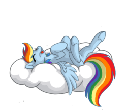 Size: 1614x1399 | Tagged: safe, artist:tirrih, rainbow dash, pegasus, pony, g4, cloud, eyes closed, female, hooves, legs in air, lying on a cloud, mare, on a cloud, on back, open mouth, simple background, sleeping, snoring, solo, transparent background, underhoof, wings