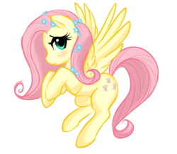 Size: 920x800 | Tagged: safe, artist:blossomppg, fluttershy, pegasus, pony, g4, blushing, female, flower, flower in hair, mare, simple background, solo, transparent background