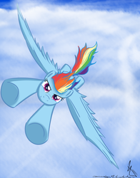 Size: 1500x1910 | Tagged: dead source, safe, artist:sonicrainboom93, rainbow dash, pegasus, pony, g4, cloud, cloudy, female, flying, mare, solo