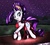 Size: 2179x1954 | Tagged: safe, artist:taliesin-the-dragoon, artist:vanessasan, rarity, pony, unicorn, g4, alternate hairstyle, blushing, clothes, dress, female, happy, horn, horn jewelry, jewelry, mare, night, photoshop, smiling, solo