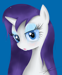 Size: 1638x1971 | Tagged: dead source, safe, artist:ivan-chan, rarity, pony, unicorn, g4, bedroom eyes, blue background, bust, female, mare, simple background, solo, wet, wet mane, wet mane rarity