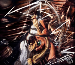 Size: 1152x1000 | Tagged: dead source, safe, artist:miradge, applejack, earth pony, pony, g4, female, hat, mare, solo