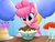 Size: 1024x768 | Tagged: safe, artist:shadeysix, pinkie pie, earth pony, pony, g4, :p, alternate hairstyle, artifact, balloon, cake, candy, cherry, chocolate, chocolate sauce, crepuscular rays, eyes on the prize, featured image, female, filly, filly pinkie pie, food, ice cream, licking lips, photoshop, smiling, solo, strawberry, tongue out, younger