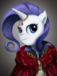 Size: 600x800 | Tagged: safe, artist:saturnspace, rarity, pony, unicorn, g4, bust, female, gradient background, horn, horn jewelry, jewelry, mare, photoshop, solo