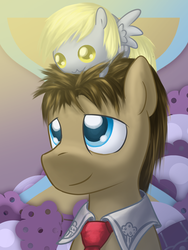 Size: 600x800 | Tagged: safe, artist:saturnspace, derpy hooves, doctor whooves, time turner, earth pony, pegasus, pony, g4, chubbie, duo, duo male and female, female, male, photoshop, stallion