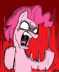 Size: 750x917 | Tagged: safe, artist:johnjoseco, pinkie pie, earth pony, pony, g4, angry, female, mare, open mouth, photoshop, pinkie promise, rage, solo, teeth