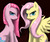 Size: 1200x1013 | Tagged: safe, artist:johnjoseco, fluttershy, pinkie pie, earth pony, pegasus, pony, g4, angry, duo, duo female, female, mare, photoshop, pinkamena diane pie, sitting, upset