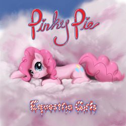 Size: 1200x1200 | Tagged: safe, artist:johnjoseco, pinkie pie, earth pony, pony, g4, album cover, balloon, california gurls, cloud, cloudy, cotton candy, cotton candy cloud, cute, diapinkes, equestria girls (song), female, food, heart, hilarious in hindsight, hooves, katy perry, looking at you, lying on a cloud, mare, on a cloud, parody, photoshop, prone, smiling, solo, song reference, teenage dream, text