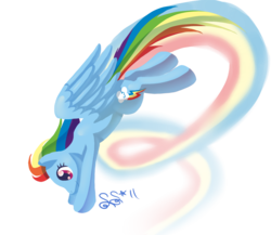 Size: 823x714 | Tagged: safe, artist:alipes, rainbow dash, pegasus, pony, g4, female, flying, mare, rainbow, simple background, solo, transparent background