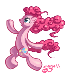 Size: 397x439 | Tagged: safe, artist:alipes, pinkie pie, earth pony, pony, g4, female, grin, happy, mare, signature, simple background, smiling, solo, transparent background