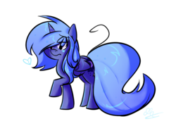 Size: 700x500 | Tagged: dead source, safe, artist:strobo-pop, princess luna, alicorn, pony, g4, bed mane, cute, female, filly, heart, simple background, solo, transparent background, woona, younger