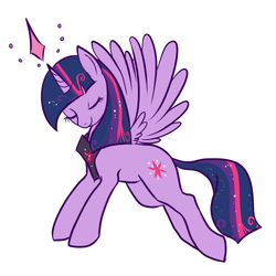 Size: 500x500 | Tagged: safe, artist:lulubell, twilight sparkle, alicorn, pony, g4, eyes closed, female, hilarious in hindsight, mare, simple background, solo, spread wings, twilight sparkle (alicorn), white background, wings
