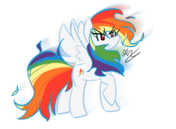 Size: 700x511 | Tagged: dead source, safe, artist:strobo-pop, rainbow dash, pegasus, pony, g4, female, mare, simple background, solo, super form, super rainbow dash