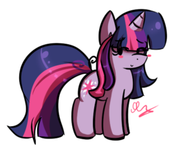 Size: 385x342 | Tagged: dead source, safe, artist:strobo-pop, twilight sparkle, pony, unicorn, g4, chibi, cute, female, mare, simple background, solo, transparent background, unicorn twilight