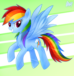 Size: 900x921 | Tagged: safe, artist:mn27, rainbow dash, pegasus, pony, g4, abstract background, female, flying, mare, smiling, solo