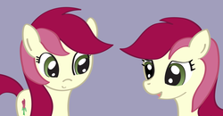 Size: 1200x626 | Tagged: safe, artist:why485, roseluck, earth pony, pony, g4, bust, female, mare, portrait, profile, purple background, simple background, solo