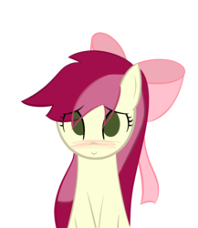 Size: 650x749 | Tagged: safe, artist:why485, roseluck, earth pony, pony, g4, blushing, bow, bust, female, hair bow, looking at you, mare, no pupils, photoshop, simple background, solo, transparent background