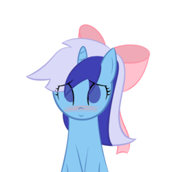Size: 1200x1200 | Tagged: safe, artist:why485, minuette, pony, unicorn, g4, blushing, bust, cute, female, hair bow, looking at you, mare, minubetes, no pupils, simple background, solo, transparent background