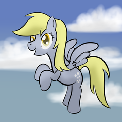 Size: 800x800 | Tagged: safe, artist:why485, derpy hooves, pegasus, pony, g4, cloud, cloudy, female, flying, mare, sky, solo