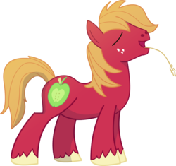 Size: 1402x1317 | Tagged: dead source, safe, artist:miketheuser, big macintosh, earth pony, pony, g4, alternate hairstyle, eyes closed, fluffy hair, happy, male, photoshop, simple background, solo, stallion, straw in mouth, transparent background, unshorn fetlocks