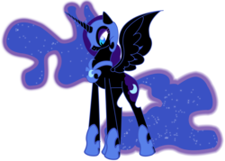 Size: 3842x2756 | Tagged: safe, artist:miketheuser, nightmare moon, alicorn, pony, g4, female, frown, high res, looking down, mare, photoshop, simple background, solo, spread wings, transparent background, wings