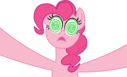 Size: 937x570 | Tagged: dead source, safe, artist:miketheuser, pinkie pie, earth pony, pony, bridle gossip, g4, evil enchantress, evil eyes, female, hypnosis, mare, photoshop, simple background, solo, swirly eyes, transparent background