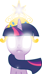 Size: 370x639 | Tagged: dead source, safe, artist:miketheuser, twilight sparkle, pony, unicorn, g4, big crown thingy, element of harmony, element of magic, female, frown, glowing eyes, jewelry, mare, photoshop, regalia, simple background, solo, the elements in action, transparent background, twilight sparkle glowing eyes, unicorn twilight