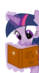 Size: 700x1300 | Tagged: dead source, safe, artist:miketheuser, twilight sparkle, pony, unicorn, g4, 4chan, book, female, magic, mare, photoshop, reading, simple background, solo, this will end in tears, transparent background
