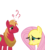 Size: 1300x1445 | Tagged: dead source, safe, artist:miketheuser, big macintosh, fluttershy, earth pony, pegasus, pony, g4, blushing, female, freckles, horse collar, male, mare, photoshop, question mark, ship:fluttermac, shipping, simple background, stallion, straight, transparent background