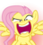Size: 1350x1400 | Tagged: dead source, safe, artist:miketheuser, fluttershy, pegasus, pony, g4, angry, female, flutterrage, gradient background, looking at you, mare, photoshop, solo