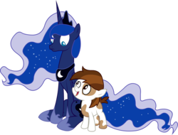 Size: 2000x1516 | Tagged: safe, artist:miketheuser, pipsqueak, princess luna, alicorn, earth pony, pony, g4, colt, female, male, mare, ship:lunapip, shipping, simple background, straight, transparent background