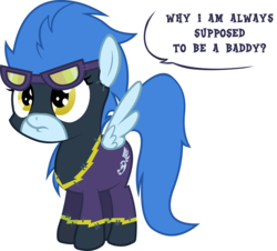 Size: 2000x1811 | Tagged: safe, artist:miketheuser, nightshade, pegasus, pony, g4, clothes, costume, dialogue, female, filly, shadowbolts, shadowbolts costume, simple background, solo, speech bubble, transparent background, younger