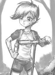Size: 800x1088 | Tagged: safe, artist:johnjoseco, scootaloo, human, g4, adobe imageready, clothes, female, grayscale, humanized, legs, monochrome, scooter, shorts, solo