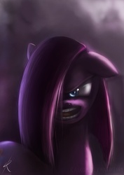 Size: 1075x1518 | Tagged: dead source, safe, artist:grissaecrim, pinkie pie, earth pony, pony, angry, female, hair over one eye, looking at you, mare, photoshop, pinkamena diane pie, solo