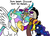 Size: 1000x714 | Tagged: safe, artist:mickeymonster, discord, princess celestia, princess luna, alicorn, draconequus, pony, g4, bling, female, hat, leash, male, mare, pimp, pimp hat, royal sisters, siblings, simple background, sisters, white background