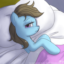 Size: 900x900 | Tagged: safe, artist:johnjoseco, beauty brass, earth pony, pony, g4, adobe imageready, bed, female, mare, morning ponies, on side, solo