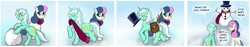 Size: 3200x600 | Tagged: safe, artist:gunslingerpen, bon bon, lyra heartstrings, sweetie drops, earth pony, pony, unicorn, g4, clothes, comic, female, hat, mare, mouth hold, photoshop, scarf, snow, snowman, top hat, winter