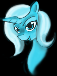 Size: 700x926 | Tagged: safe, artist:gunslingerpen, trixie, pony, unicorn, g4, black background, bust, female, mare, photoshop, portrait, simple background, solo