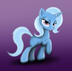 Size: 1600x1565 | Tagged: safe, artist:gunslingerpen, trixie, pony, unicorn, g4, female, gradient background, mare, photoshop, raised hoof, solo