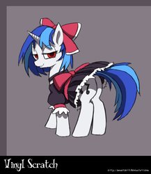 Size: 1000x1150 | Tagged: dead source, safe, artist:swaetshrit, dj pon-3, vinyl scratch, pony, unicorn, g4, bedroom eyes, butt, clothes, dress, featureless crotch, female, maid, mare, paint tool sai, plot, red eyes, solo, wrong eye color