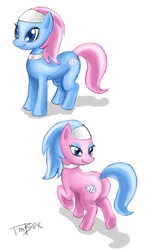 Size: 2562x4273 | Tagged: dead source, safe, artist:pluckyninja, aloe, lotus blossom, earth pony, pony, g4, butt, duo, duo female, female, mare, photoshop, plot, siblings, simple background, sisters, spa twins, white background
