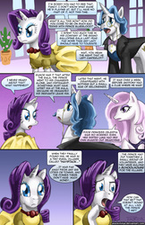 Size: 1650x2550 | Tagged: dead source, safe, artist:pluckyninja, fancypants, fleur-de-lis, prince blueblood, rarity, pony, unicorn, comic:the return of prince blueblood, g4, clothes, comic, dress, female, male, mare, photoshop, stallion