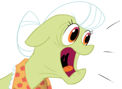 Size: 1365x998 | Tagged: dead source, safe, artist:sir-dangereaux, granny smith, earth pony, pony, g4, female, mare, newbie artist training grounds, photoshop, simple background, solo, surprised, transparent background, yelling