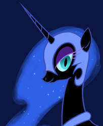 Size: 474x580 | Tagged: dead source, safe, artist:sir-dangereaux, nightmare moon, alicorn, pony, g4, blue background, bust, female, mare, photoshop, portrait, profile, simple background, solo