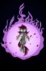 Size: 1080x1654 | Tagged: dead source, safe, artist:sir-dangereaux, roseluck, earth pony, pony, g4, badass, female, floating, glowing eyes, magic, magic overload, mare, photoshop, rose petals, solo